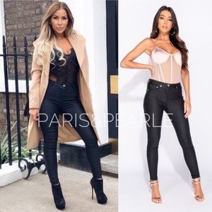 5⭐Fav Tiffany Black High Waisted Coated Pants